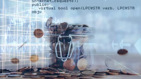 Coins dropping and program codes Stock Footage 106229666