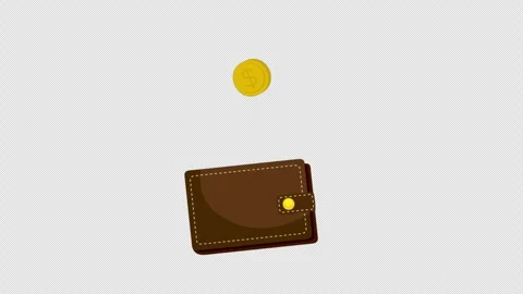 Coins Dropping İnto Wallet Alpha Channel Video stock 287774898