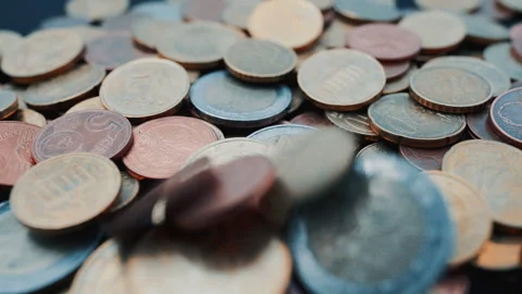 Coins-Euros Stock Footage 333011896