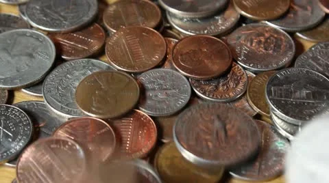 Coins fall Stock Footage 22214950