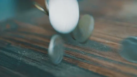 Coins Fall in slow motion. High quality dollar coins falling Stock Footage 85976630