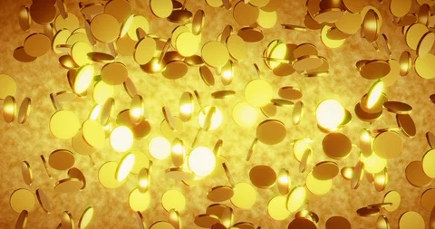 Coins Fall in slow motion. High quality coins falling. seamless loop Stock Footage 107342197