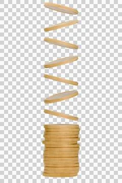Coins fall into a stack on a transparent, white background. Money, bank, lo.. Stockillustratie