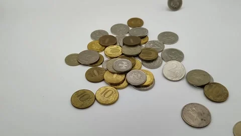 Coins falling down Stock Footage 166398563