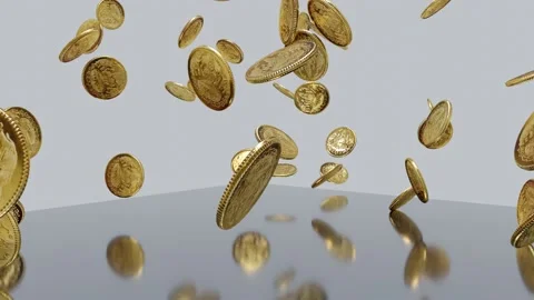 Coins falling down Stock Footage 195219633