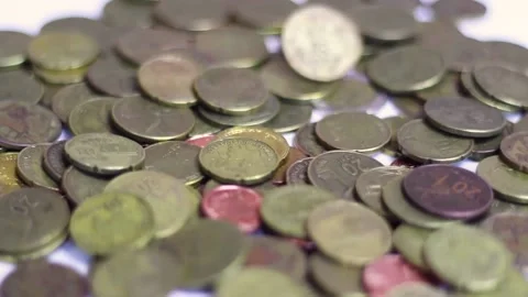 Coins Falling Stock Footage 233858441