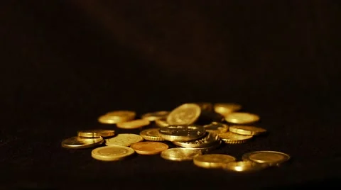 Coins falling from the top down Stock Footage 64344887