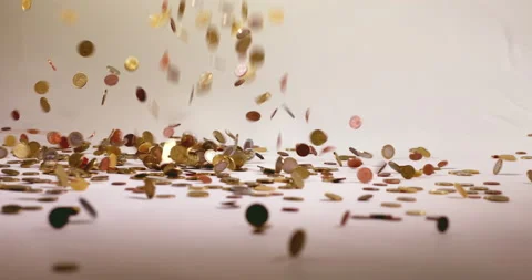 Coins falling on a white surface 스톡 동영상 147386485