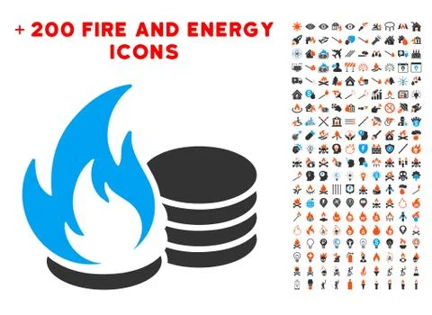 Coins Fire Disaster Icon with Bonus Fire Collection イラスト素材