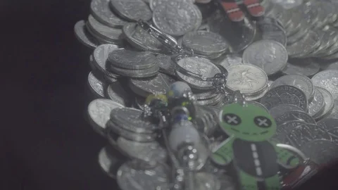 Coins in Games Arcade - 10p Stock Footage 81402937