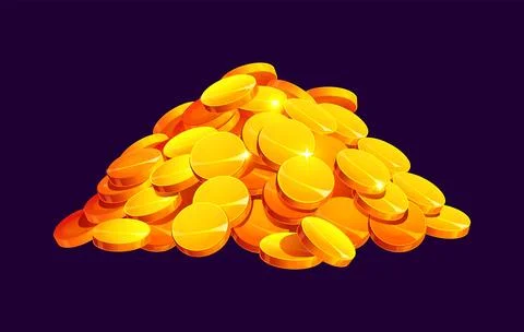 Coins of gold, cartoon stack pile of golden money Stock Illustration