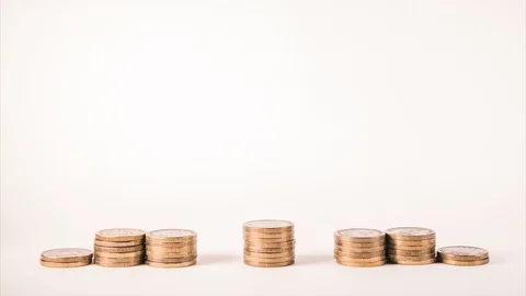 Coins graphs on white background show income and losses 動画素材 111263257