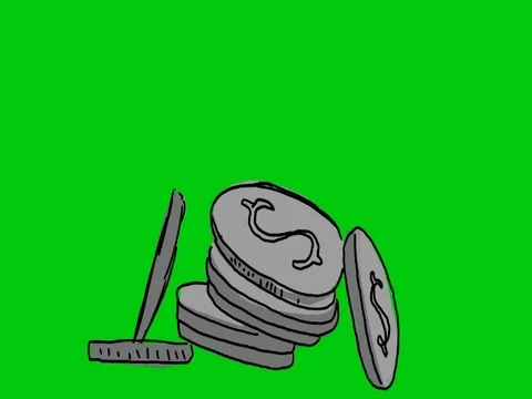 Coins - Hand Drawn - Green Screen - SD Stock Footage 74259618