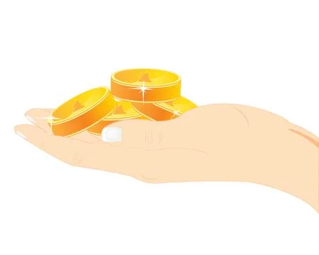 Coins in hand Stock Illustration