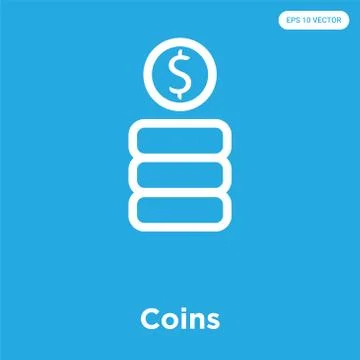 Coins icon isolated on blue background Free Stock Illustration