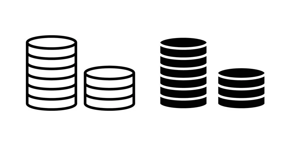 Coins icon solid, line, and editable vector set. イラスト素材