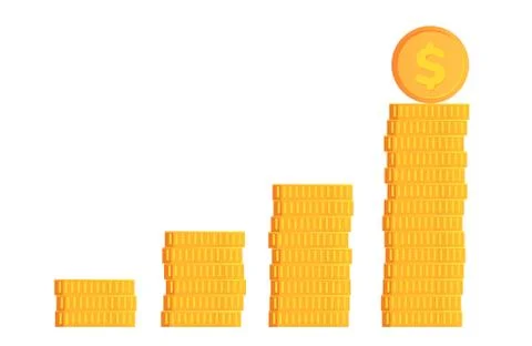 Coins icon. Stack of golden coin like income graph. Vector illustration Stock Illustration