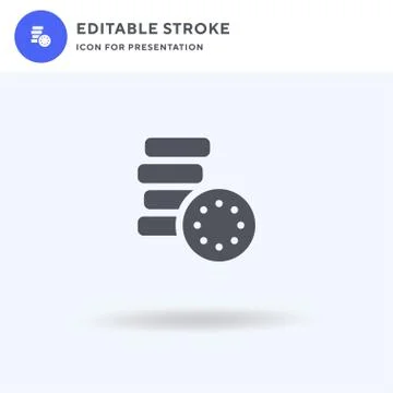Coins icon vector, filled flat sign, solid pictogram isolated on white, logo  Stock Illustration