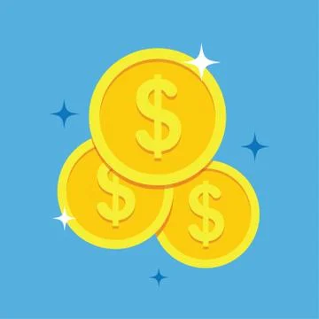 Coins icon vector illustration in a flat style. Stock Illustration