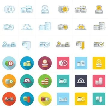 Coins Icons Set Stock Illustration