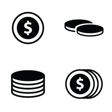 Coins Icons set Stock Illustration