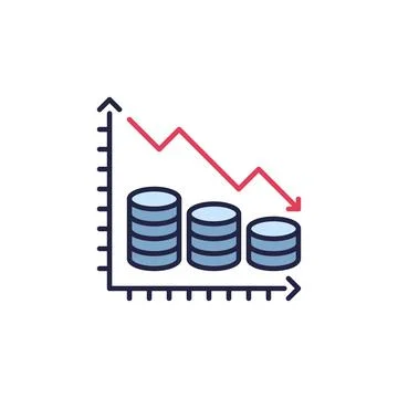 Coins with Inflation Graph vector concept colored icon Stock Illustration
