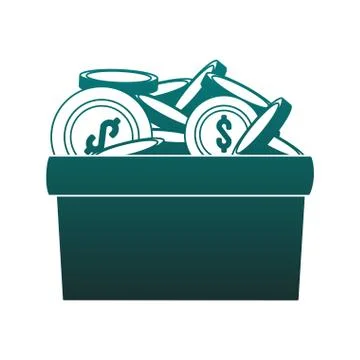 Coins inside box blue lines 스톡 일러스트