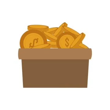 Coins inside box Stock Illustration