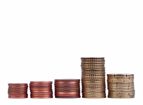 Coins isolate on white background. Coins isolate on a white background wit... Stock Photos