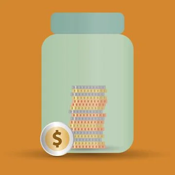 Coins in a jar Stock Illustration