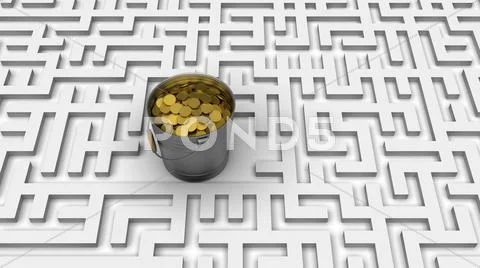 Coins in the labyrinth Stock Illustration