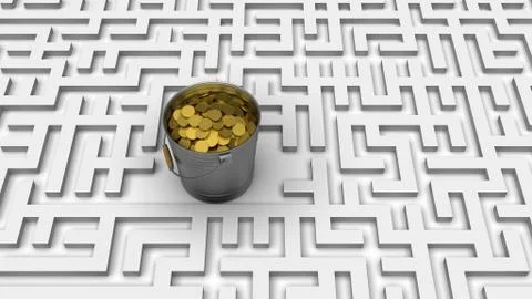 Coins in the  labyrinth Stock Illustration