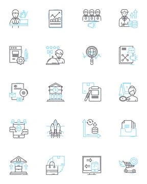 Coins linear icons set. Mint, Numismatics, Numismatist, Currency, Collectible Stock Illustration