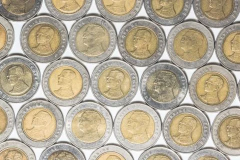 Coins macro background Stock Photos