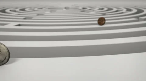 Coins in maze Stock Footage 37726148