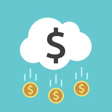 Coins from money cloud Stock Illustration