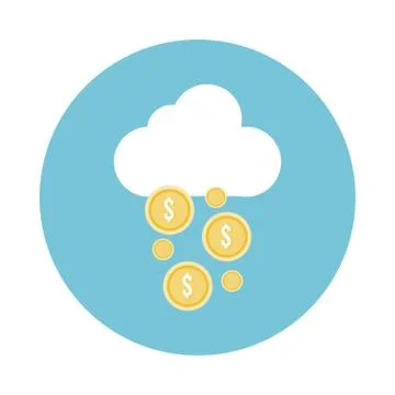 Coins money dollars with cloud block style icon イラスト素材
