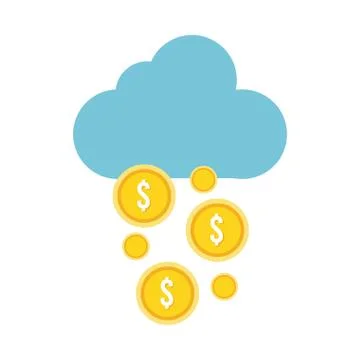 Coins money dollars with cloud flat style icon イラスト素材