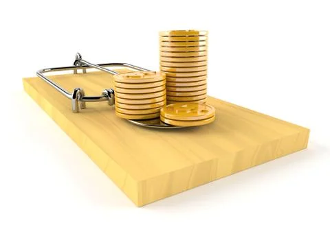 Coins with mouse trap 스톡 일러스트