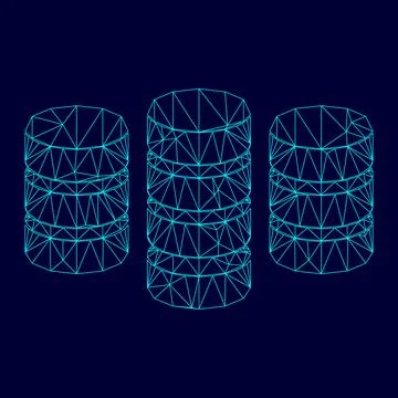 Coins or fish stack low poly triangulation triangulated polygonal electric cy Stock Illustration