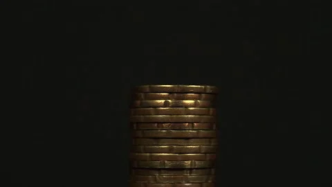 Coins in rotate dark background  Video stock 194468473