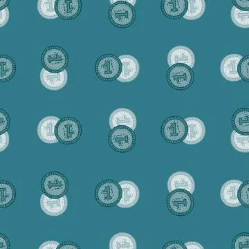 Coins seamless pattern. Hand drawn background from money. Stock Illustration