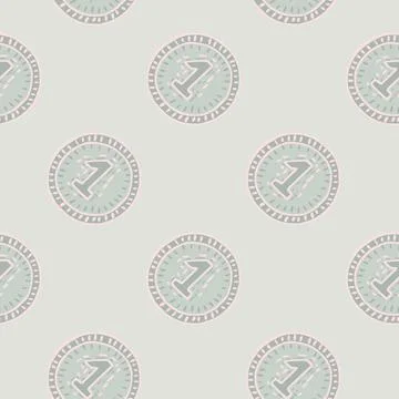 Coins seamless pattern. Hand drawn background from money. Illustrazione stock