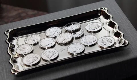 Coins of silver Stock Photos