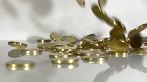 Coins in slow motion. Stock Footage 77540953