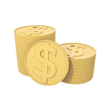 Coins stack 3D illustration isolated on white background Illustrazione stock