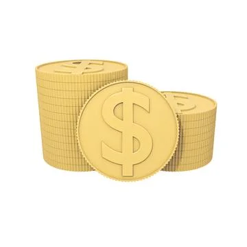 Coins stack 3D illustration isolated on white background Stock Illustration