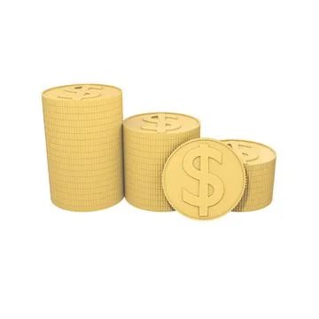 Coins stack 3D illustration isolated on white background 스톡 일러스트