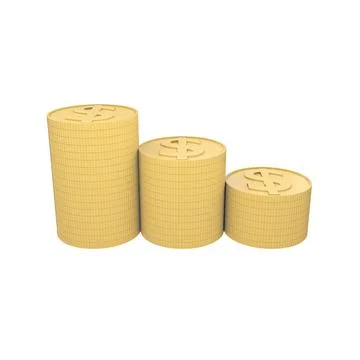 Coins stack 3D illustration isolated on white background Stock Illustration