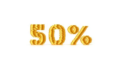 Coins Stack 50 sale off text Sign. Vector Stock Illustration